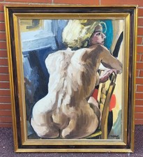 MEYNET.  Women's back naked. Oil painting on canvas.