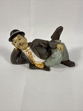 Rare Vintage Resin Laurel & Hardy Figurine Laying Down w/legs Crossed