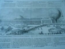 Engraving 1864 - September Festivities in Brussels Ascension Balloon The Giant