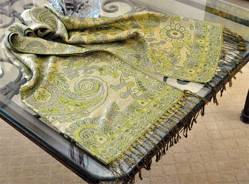 Pure pashmina scarf green - -,