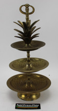 Vintage Brass Pineapple 3 Tier Round Tray Standing Serving Etagere Stand