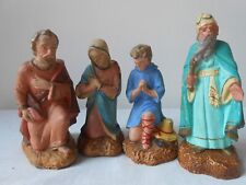 4 Ancient Nursery Santons. Characters .Devineau. Christmas Nursery. Plate.