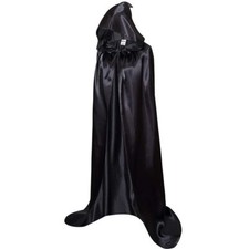 Cape noire pour adulte avec capuche - Longue cape en satin - Costume d'Hallow...