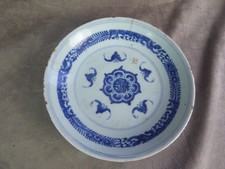 Antique HOLLOW PLATE, with white-blue decor, Far East.
