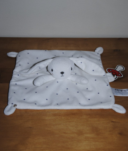 Doudou plat lapin blanc - plat,