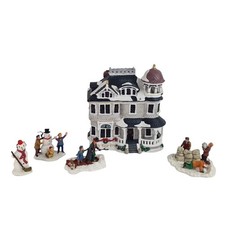 ? Lemax 16243A Classic 5pc Set Laurel House "Maison Laurel" Retired Building