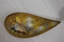 MCM Hand Painted CERABEL SARLAT FRANCE Cave Painting BULL Teardrop Bowl Dish