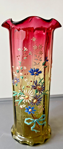 Legras vase verre col rouge - rouge, et