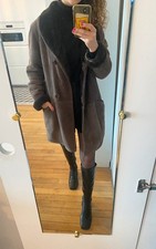 Manteau vintage années 70 en peau lainée véritable, fabriqué au Royaume-Uni