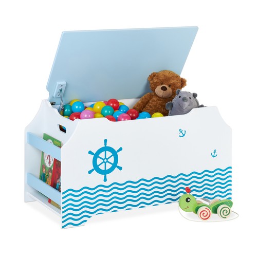Coffre jouets blanc bleu