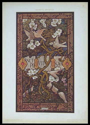 Vitrail art nouveau 1910 - vitrail,