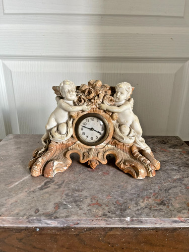 Ancien pendule cheminée - ancien, ange