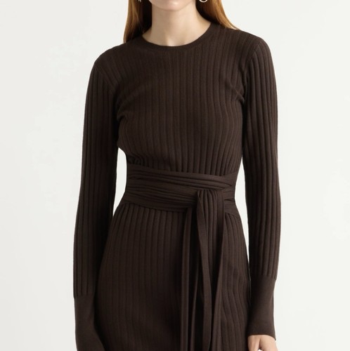 Ribbed knit midi dress - , with
