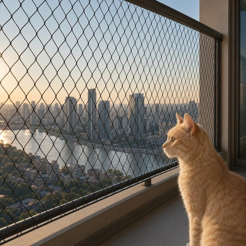 Filet nylon balcon chat 5x10m - nylon,