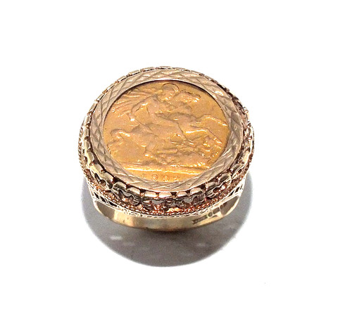 Anneau jaune 22ct pièce - or,