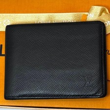 Louis Vuitton Taiga Black Porte Bie 3 Volet Wallet 12cm x 9cm Slim Unisex