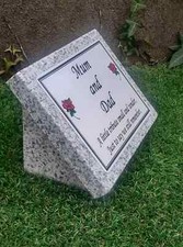 Personalised Granite Memorial Grave Plaque Slanted Headstone Cemetery Stone 12x9