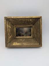 Mignature oil painting, small navy, gold frame, painting on cardboard, 18th century