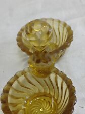 Antique Amber Molded Glass Double Ravier - Vintage Condimenter / Salt Maker