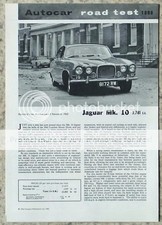JAGUAR Mk 10 3,781cc Car Road Test Report 2 Nov 1962 AUTOCAR REPRINT #1898