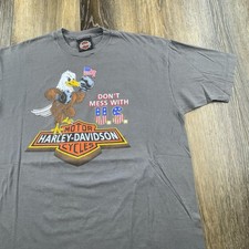Vintage Harley Davidson Shirt Mens XXL Gray Dont Mess With US Boxing Eagle 90s