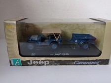 Jeep Willis Blue Checkerboard Aircraft With Military Vehicle Trailer 1/43 Cararama