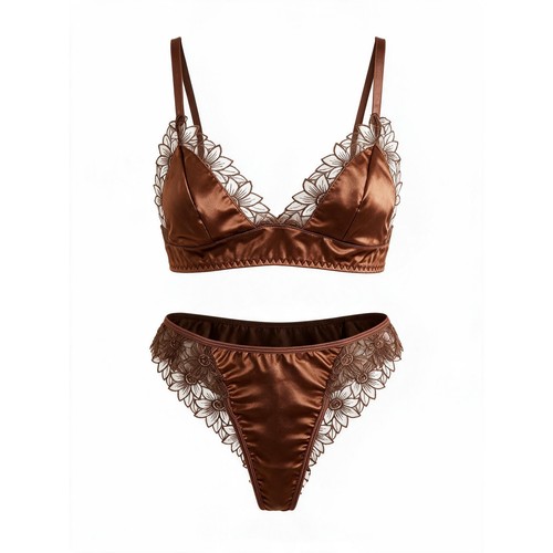 Ensemble lingerie satin brode - ensemble,