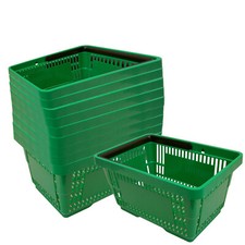 10 corbeille de vente en plastique avec anse 20 litres 40cm gerbable vert