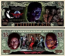 MICHAEL JACKSON THRILLER Billet ONE MILLION DOLLAR! COLLECTION mickael halloween