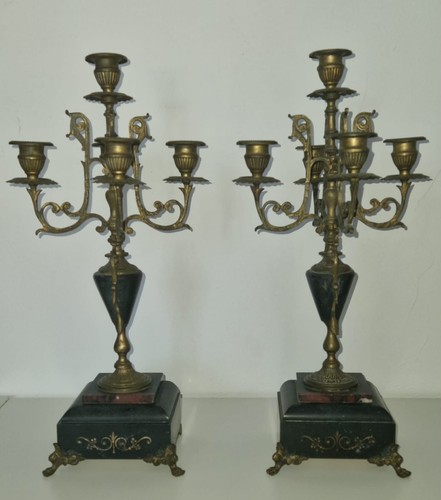 Paire candélabres bronze - bronze, &