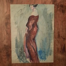 Tableau Portrait Huile Papier