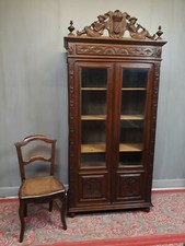 Ancienne  petite BIBLIOTHÈQUE - VITRINE BRETONNE meuble armoire vitrée 