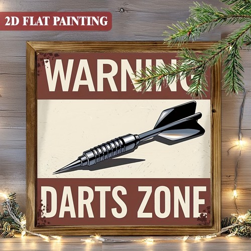 Warning darts zone wooden - warning,
