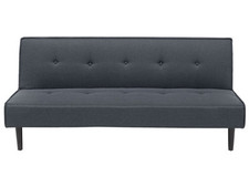 Beliani - Canapé Clic-Clac 3 Places - Visby - Tissu, Gris Foncé