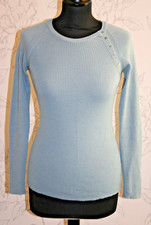 GERARD DAREL Jumper 100% Merino Wool Blue Ribbed-Knit Sweater T1/S. Crew-Neck