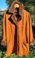 Manteau chaude peau lainée La Vitesse vintage pelzvelour daim cuir véritable t40