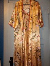 Secret Treasures Satin Long Chemise Slip Dress w/ Matching Kimono Robe Size L