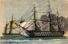 Old postcard AK ships embossing combat ships (754953)