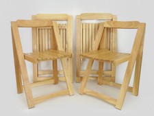 Lot of 4 Vintage Aldo Jacober Style Light Wood Folding Chairs