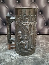 Pewter pitcher, castle decor, king, fleur-de-lys on the bottom of the pitcher