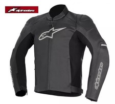 Motogp Alpine-stars SP - 1 Plain Black Leather jacket ideal for Sports bike