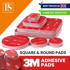 3M DOUBLE SIDED PADS Strong Heavy VHB Adhesive Mounting Tape Round Square UK