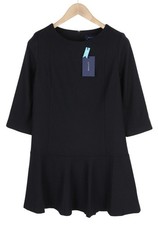Gant Flanelle Évasée Robe Femme EU36 Bleue Laine Col Rond Manches 3/4 Mini