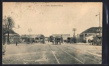 Old postcard Porte d'Aubervilliers, street view with horses and carts 1904 
