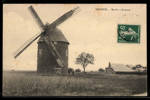 Cpa breteuil moulin à - cpa,