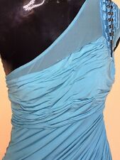 BEBE One Shoulder Ruched Mini Dress Blue Womens S Whimsiegoth Y2K Office Siren