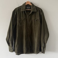 Johnston & Murphy Corduroy Button Up Mens XL Green Grunge 90s Punk Skater Barn