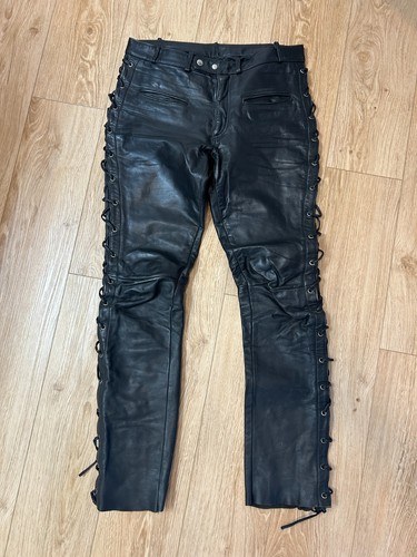 Pantalon cuir moto - cuir, de