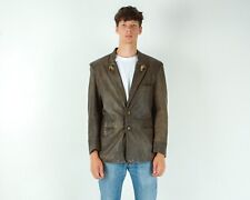 Véritable OS Bouton Blazer Cuir Hommes UK 40 US Trachten Veste Ue 50 vintage M