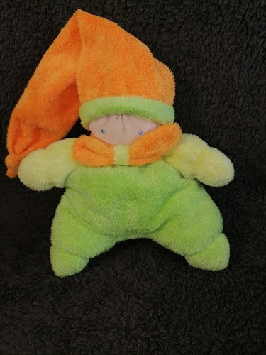 Doudou lutin vert jaune orange